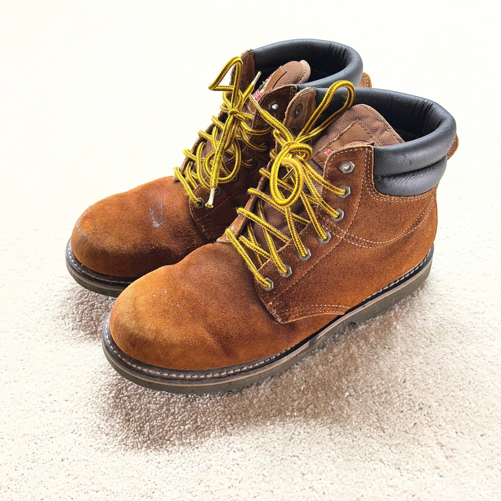 Brahma Work Boots Mens 10.5 EE Brown Suede Waterproof Lace Up 2554823